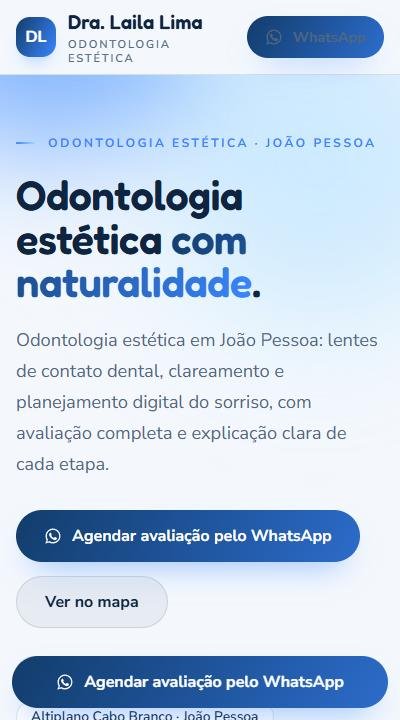 Prévia do site de odontologia estética